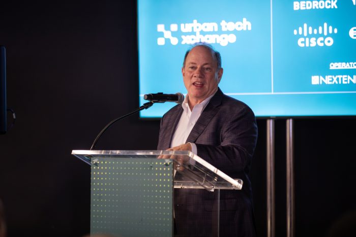 Detroit Mayor, Mike Dugan, at Urban Tech Xchange launch, Oct. 11, 2023